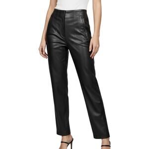 Laundry by Shelli Segal Black Faux Leather Straight Leg Pants Women Large NWT